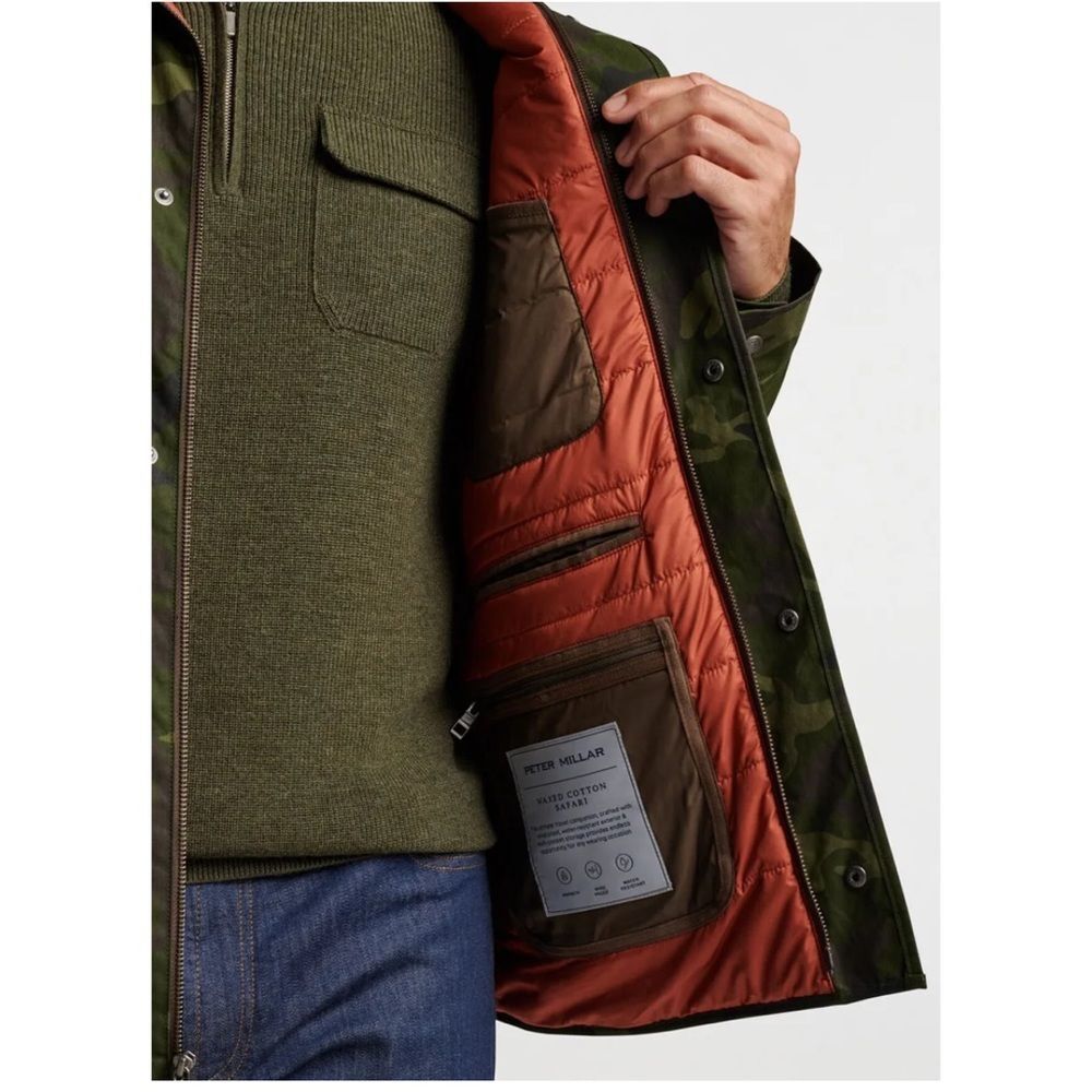 NEW Peter Millar Men's XL Olive Branch Camo Waxed Cotton Field Jacket $328 (F-5) - Picture 8 of 8